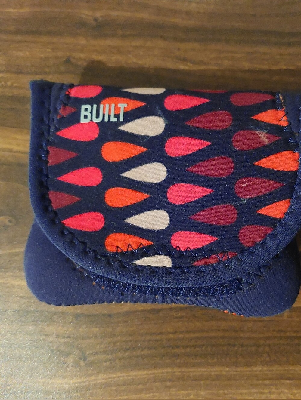 Built Navy Camera Case with Pink & Orange Tear-Drop Pattern
